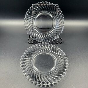 VTG Fostoria Colony 4212 Swirl Glass 9 1/2" Dinner‎ Plate Clear Pair Set of 2